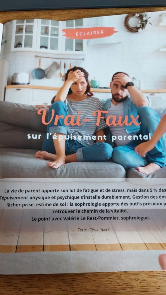 sophrologie magasine janvier 2023 sur l'épuisement parental